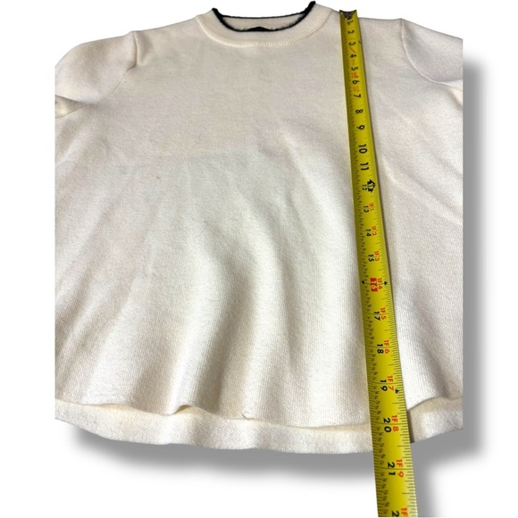 Zara Mock Turtleneck Soft Sweater Material White Tee with Black Trim - Picture 5 of 13